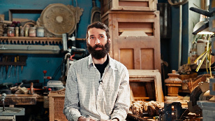 Restorer. A portrait of a man.
